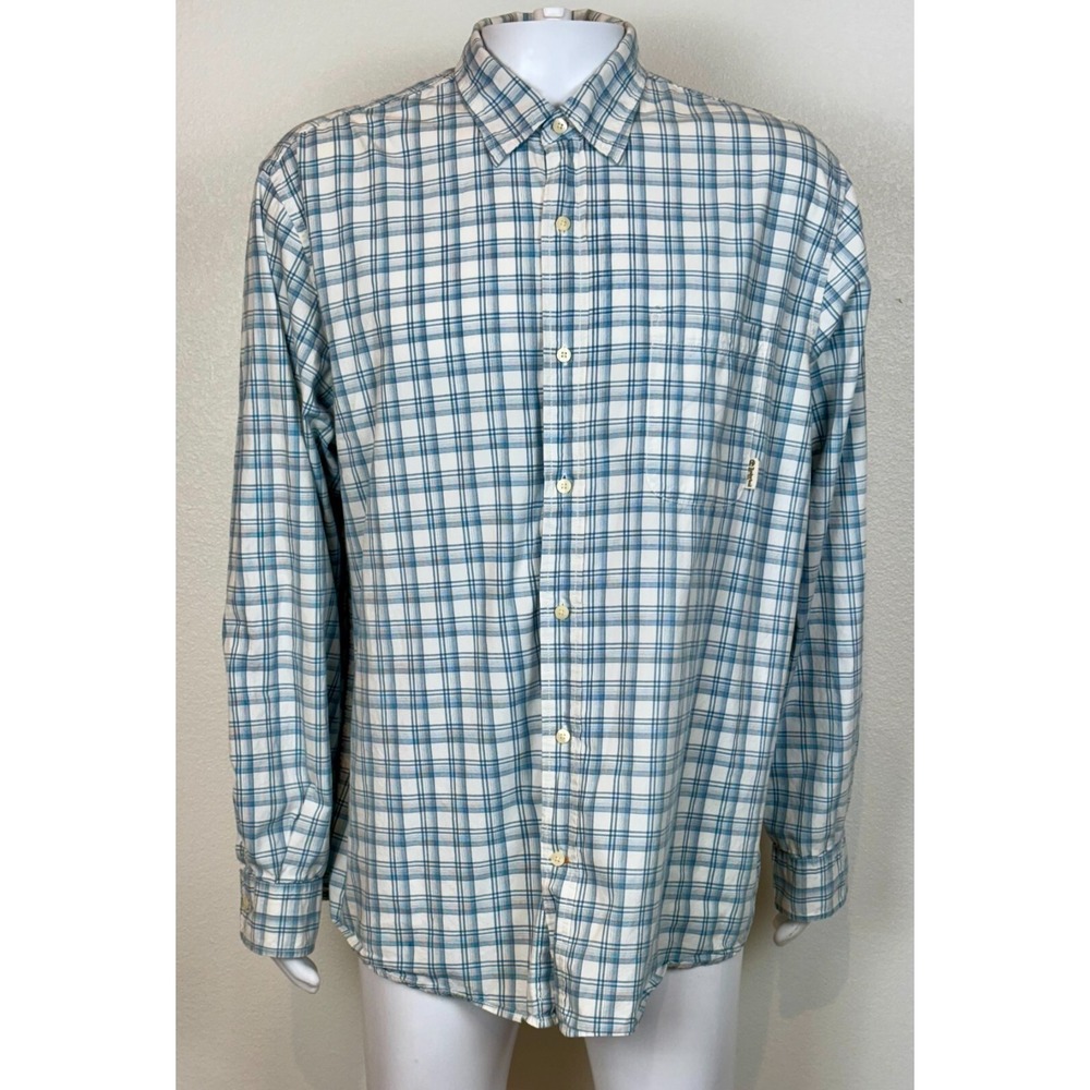 Timberland Men's Long Sleeve Plaid Button Up Shirt Size 2XL Blue Classic Office